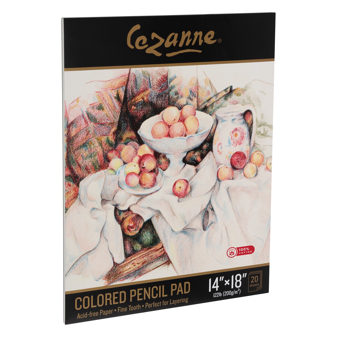 Cezanne 100% Cotton Colored Pencil Pads, Acid-Free, Fine-Textured Paper, Ideal Colored Pencil Paper, Charcoal Paper, 122 lb. Paper for Colored Pencils, 20 Sheets, Multiple Sizes